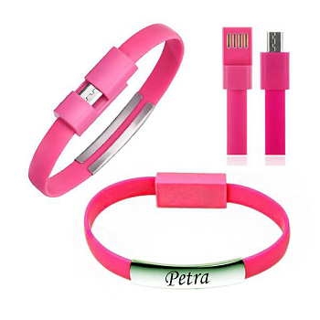 Karkötő Unisex micro USB kábel rózsaszín