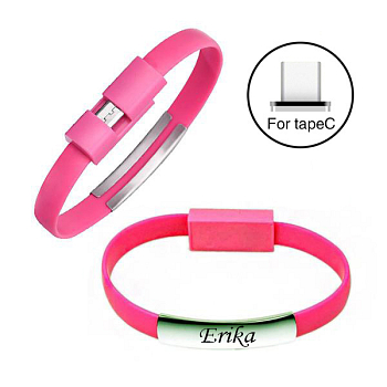 Karkötő Unisex USB-C kábel rózsaszín