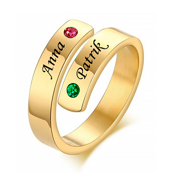 Acélgyűrű Family aranyozott 18k arany vörös-zölddel