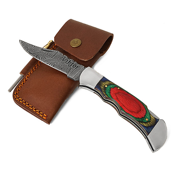Exkluzív kés damaszkuszi acélból, Pakka fa markolattal