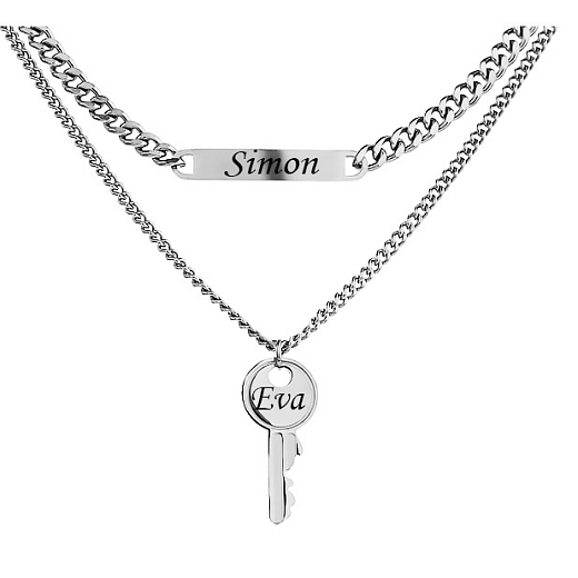 Sebészeti acélból készült női nyaklánc Key with Bar