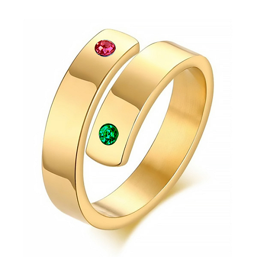 Acélgyűrű Family aranyozott 18k arany vörös-zölddel