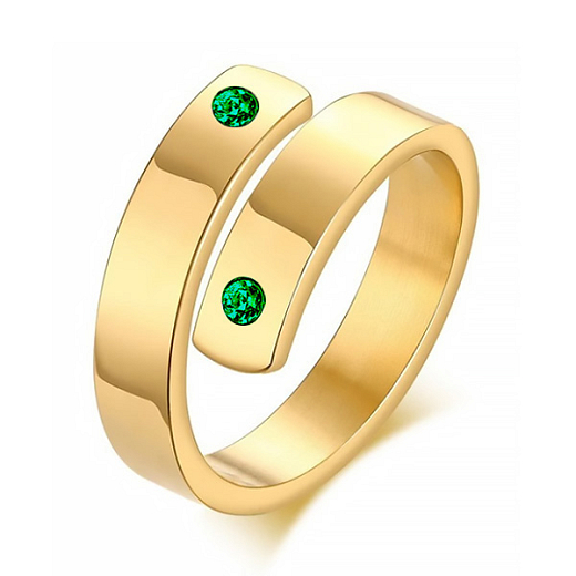 Acélgyűrű Family aranyozott 18k arany zölddel
