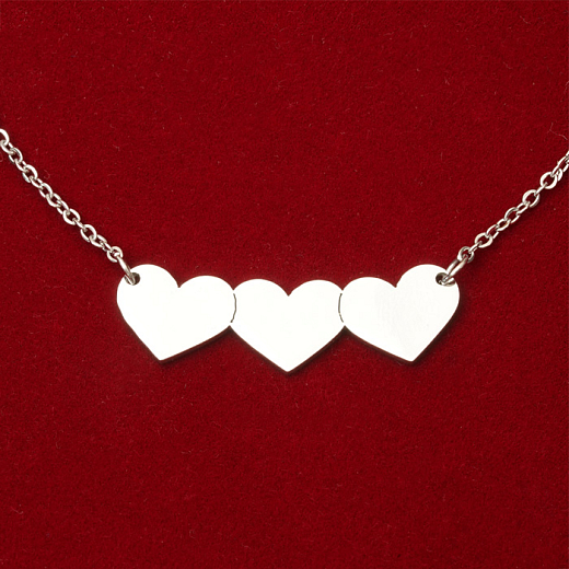 Sebészeti acélból készült női nyaklánc Family 3 szívek