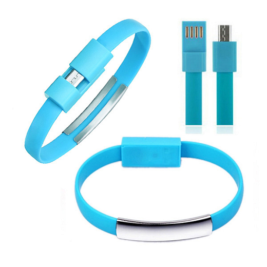 Karkötő Unisex micro USB kábel türkizkék