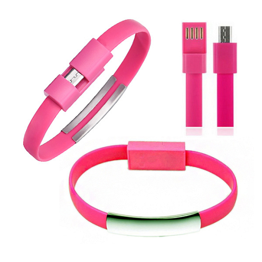 Karkötő Unisex micro USB kábel rózsaszín