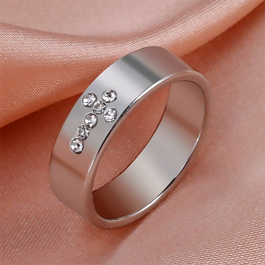 Sebészeti acélból készült gyűrű Kereszt cirkonok