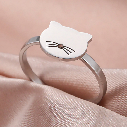 Sebészeti acélból készült gyűrű Macska bajusszal